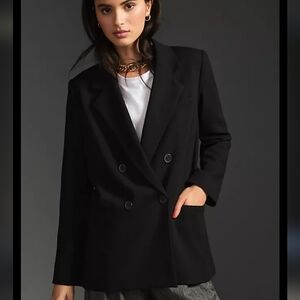 Anthropologie Maeve Double Breasted Black Oversized blazer Size 18W EUC